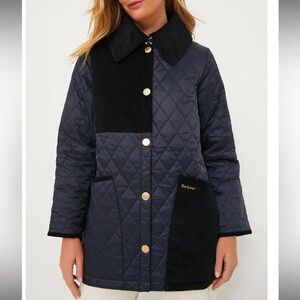 Barbour Women's Black and Navy Quilted Puffer Coat